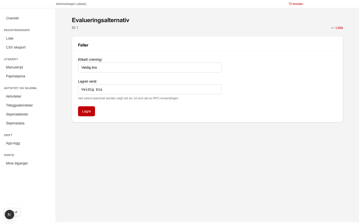 Detaljvisning for ett svaralternativ