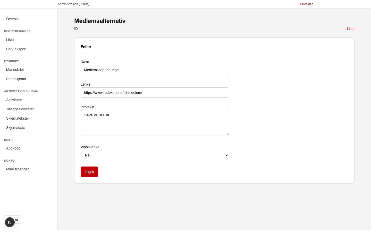 Detaljvisning for ett medlemskapsalternativ