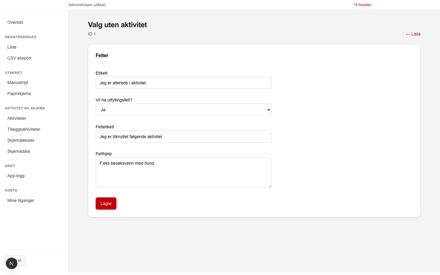 Detaljvisning for ett alternativ